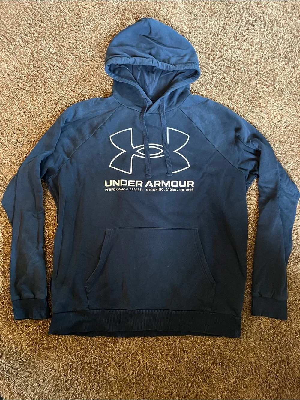 Men’s Under Armour Navy Blue Crewneck Hoodie with White Logo